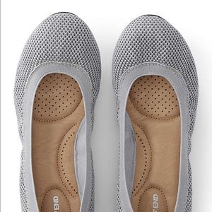 New Lands End Stretch Ballet Flats Shoes 6.5 Gray